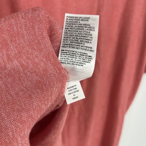 Chicos T Shirt Size 3 Womens XL Pink Cozy Knit Tee Scoop Neck Top Knit Elbow - Picture 8 of 8